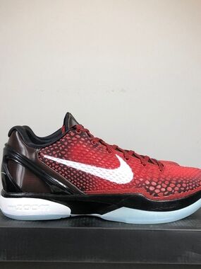 Nike Men’s Red and Black Low-Top Basketball Shoes with White Swoosh